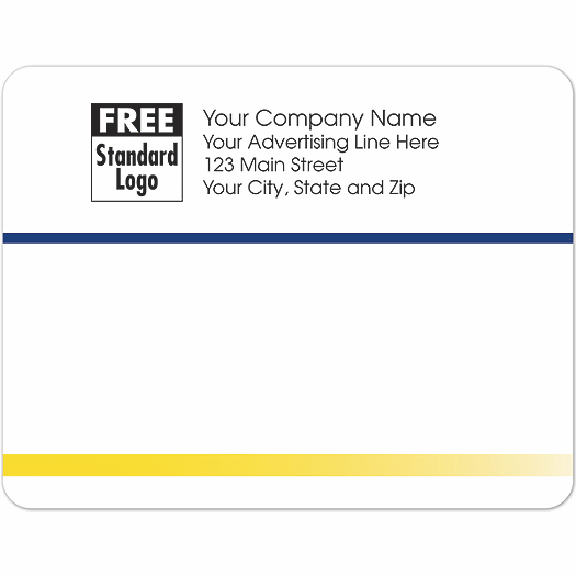 Rectangular Mailing Label w/Navy & Yellow Stripes 5x3 7/8
