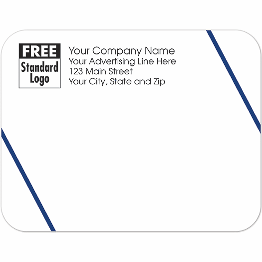 Rectangular Mailing Label w/Double Blue Angled Lines 5x3 7/8