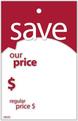 Save Price Tag w/Red Borders 2 x 3.125