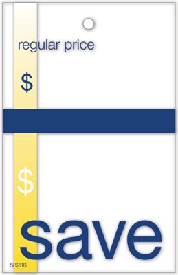 Save Price Tag w/Navy and Gold Accents 2 x 3.125