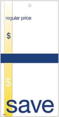 3 1/8 X 6 1/4 Save Price Tag w/Navy and Gold Accents 3.125 x 6.25