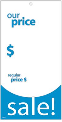 3 1/8 X 6 1/4 Sale Price Tag w/Blue Border 3.125 x 6.25