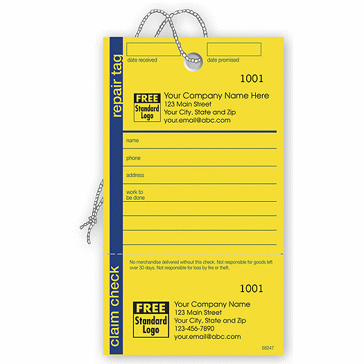 Repair Tag in Yellow w/Navy Border 3.125 x 5.5 - Office and Business Supplies Online - Ipayo.com