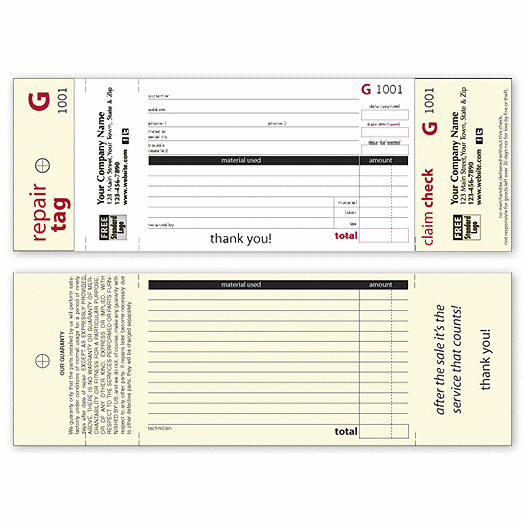 4-in-1 Repair Tag w/Red Trim and Wording 3.125 x 9 - Office and Business Supplies Online - Ipayo.com