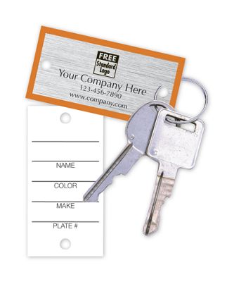 1 1/4 X 2 1/2 Key Tag w/Orange Borders 1.25 x 2.5