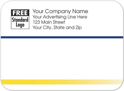 3 7/8  x 2 13/16 Rectangular Mailing Label w/Navy & Yellow Stripes 3.87×2.81