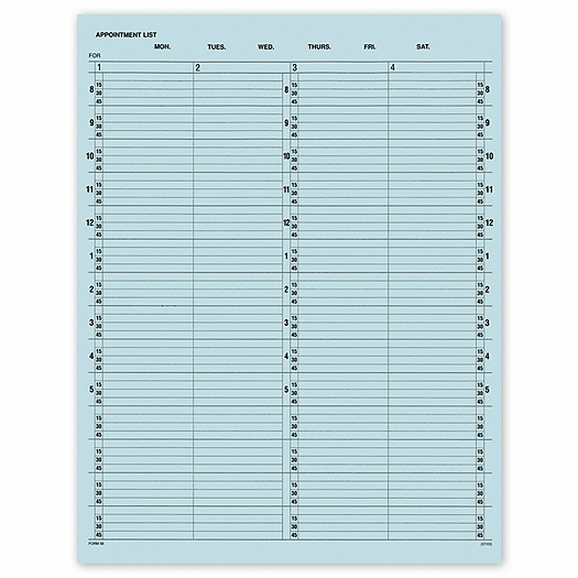 Appointment List-4 Column 15 Min 8-5:45