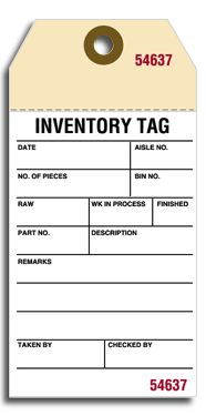 Inventory Tags w/ Adhesive Strips, Manila, Small
