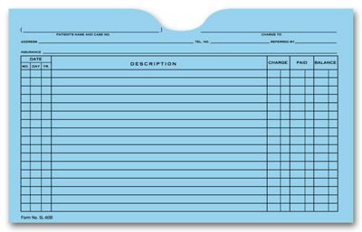 5 1/8 x 8 1/8 Printed Card File Pocket, Single Column, Blue