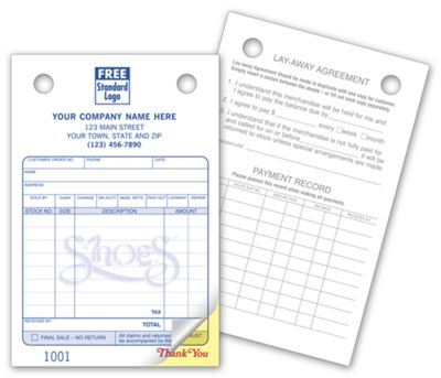 4 x 6 Shoe Register Forms – Small Classic