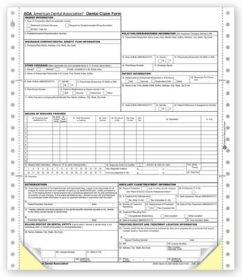 ADA 2012 Insurance Claim Form, Continuous - Two-Part