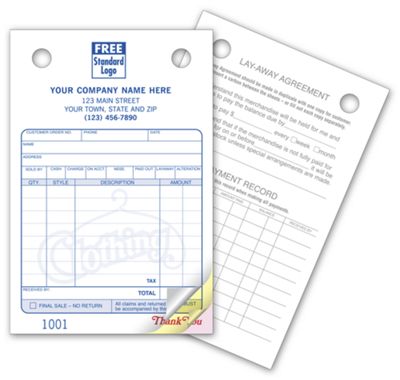4 x 6 Clothing Register Forms – Small Classic