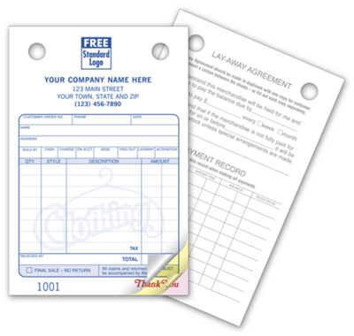 Clothing Register Forms - Small Classic