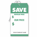 3 1/2 x 6 1/2 Save Tags, Large, Green & White