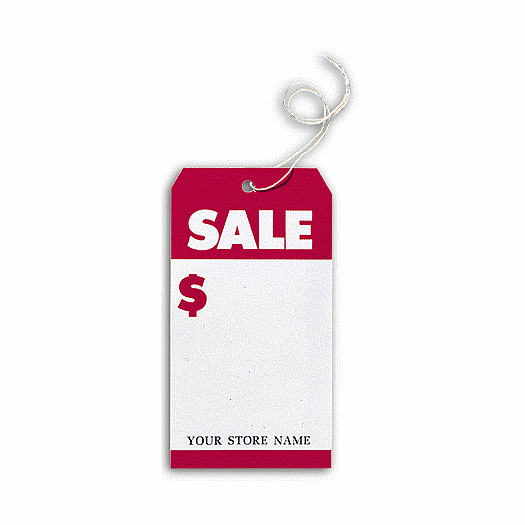 Sale  Tags, Stock, Large, White & Red