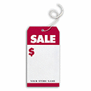3 1/2 x 6 1/2 Sale  Tags, Stock, Large, White & Red