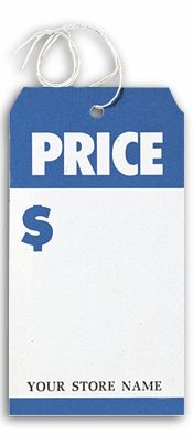 3 1/2 x 6 1/2 Price  Tags, Large, Blue/White