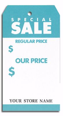 Special Sale  Tags, Stock, Large, Aqua/White - Office and Business Supplies Online - Ipayo.com