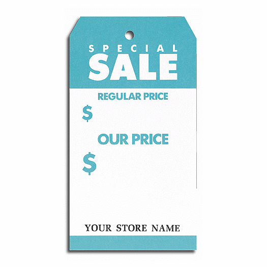 Special Sale  Tags, Stock, Large, Aqua/White - Office and Business Supplies Online - Ipayo.com