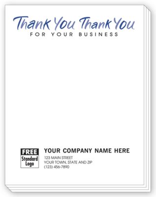 4 1/4  x 5 1/2 Thank You for your business, Personalized Notepads