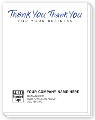 Thank You for your business, Personalized Notepads