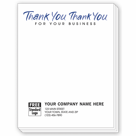 Thank You for your business, Personalized Notepads