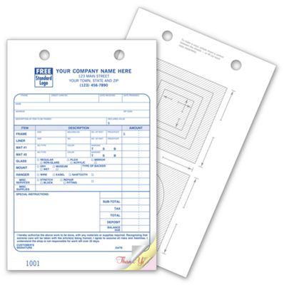 5 1/2 x 8 1/2 Picture Framing Register Forms – Large Classic