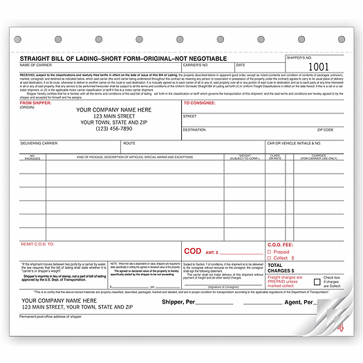 Bills of Lading - Small Carbonless - Office and Business Supplies Online - Ipayo.com
