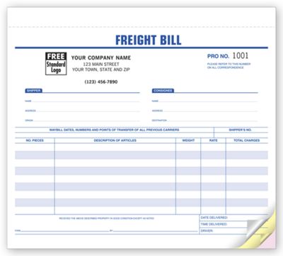 8 1/2 x 7 Freight Bills