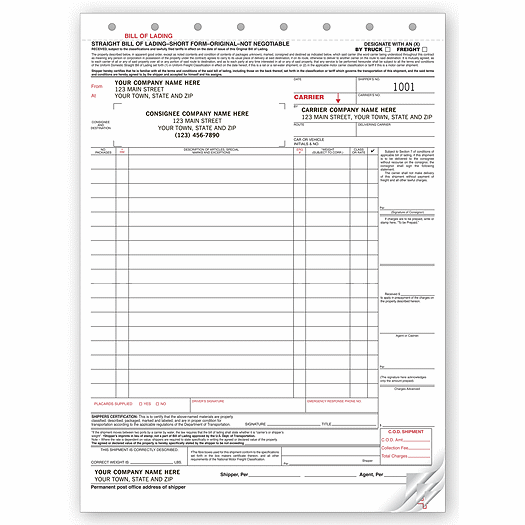 Bills of Lading - Large Carbonless - Office and Business Supplies Online - Ipayo.com