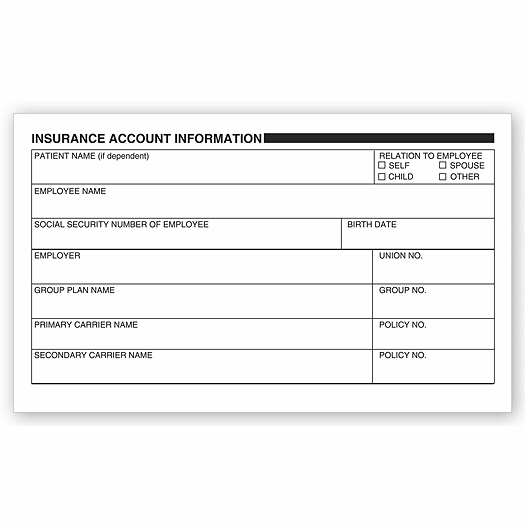 Patient Insurance Account Information Labels