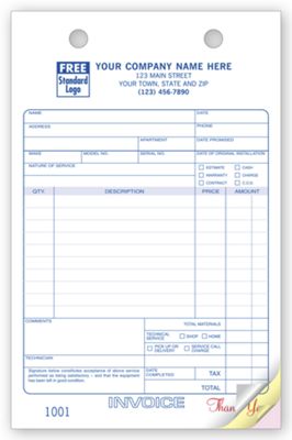 5 1/2 x 8 1/2 Service Order Register Forms – Large Classic