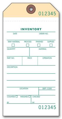 3 1/8 X 6 1/4 2- or 3-part Inventory Tag