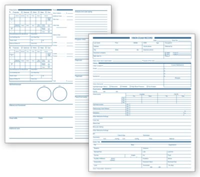 8 1/2 X 11 Optometry Vision Exam Records, Two-Sided, White Ledger