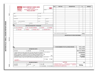 Small Engine Motorcycle Repair Orders - with Carbons