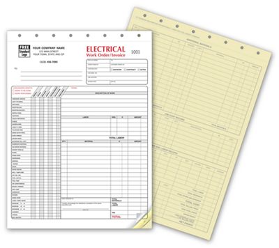 8 1/2 x 11 Electrical Work Orders – with Checklist