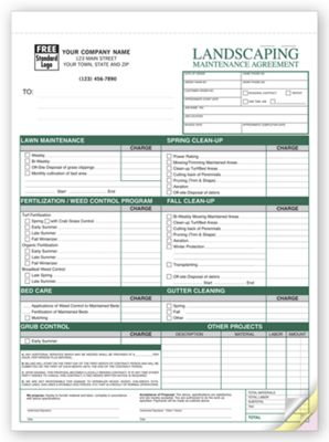 8 1/2   X 11 Landscaping Maintenance Agreements