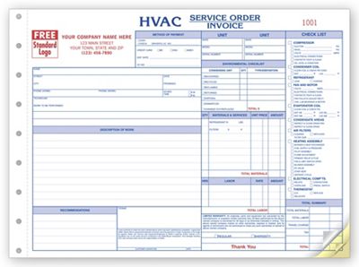 11 x 8 1/2 HVAC Service Orders – Side-Stub