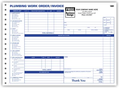 11 x 8 1/2 Plumbing Work Orders – Side-Stub