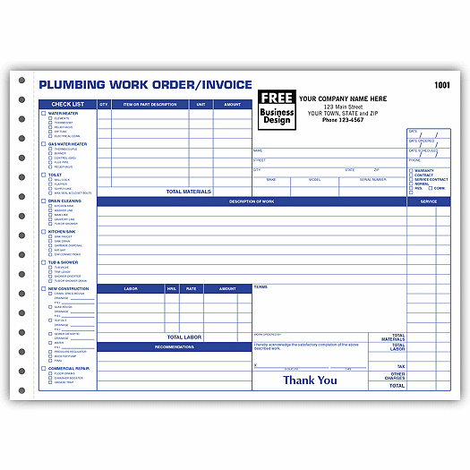 Plumbing Work Orders - Side-Stub - Office and Business Supplies Online - Ipayo.com
