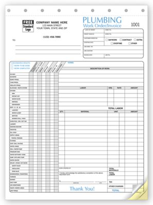 8 1/2 x 11 Plumbing Invoice – Invoice with Checklist