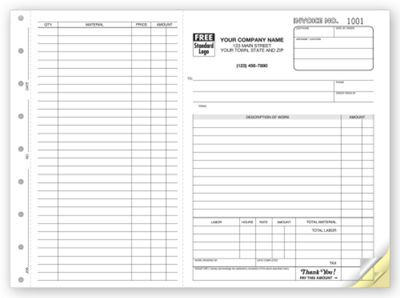 Work Orders, Side-Stub, Carbonless, Large Format