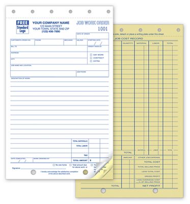 5 2/3 x 8 1/2 Work Orders, Job, Carbonless, Small Format