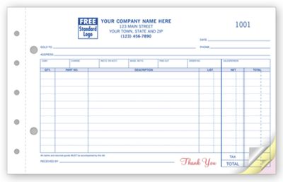 8 1/2 x 5 2/3 Auto Parts Sales Order – Small with Side-Stub