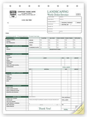 8 1/2 x 11 Landscape Work Order – Work Orders