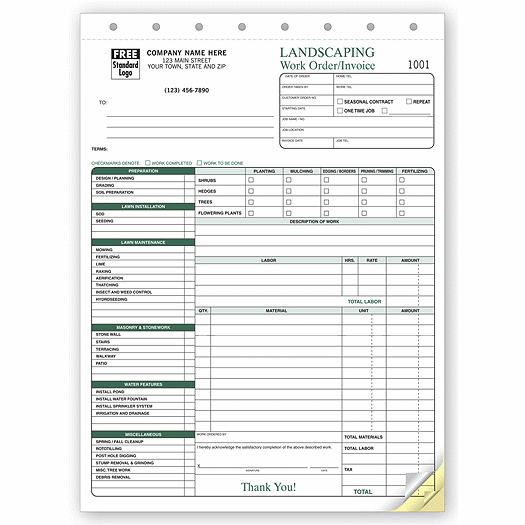 Landscape Work Order - Work Orders - Office and Business Supplies Online - Ipayo.com