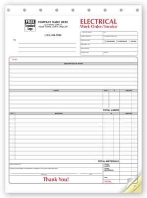 8 1/2 x 11 Electrical Forms – Work Orders