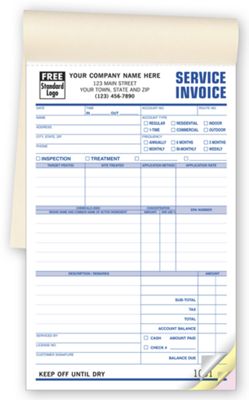 5 2/3 x 8 1/2 Pest Control Service Invoices – Booked
