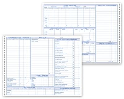 11 x 8 1/2 Service Station Day Sheets