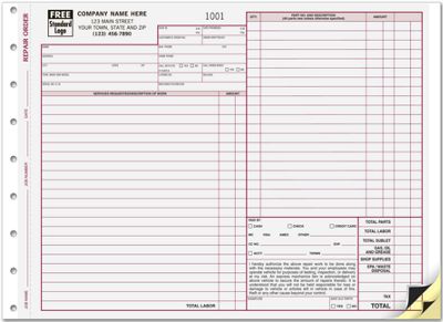 11 x 8 1/2 Repair Orders – Expanded with Carbons